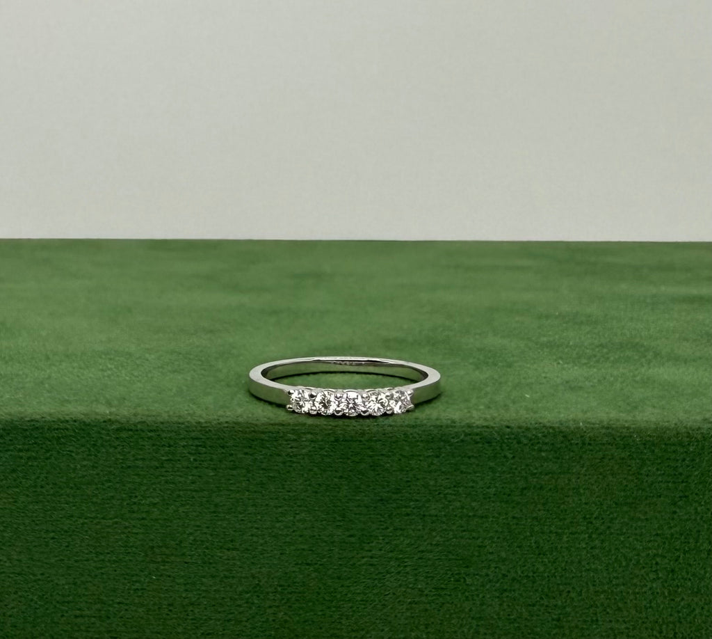 White Gold Fivefold Engagement Ring with Natural Diamonds – 18k White Gold