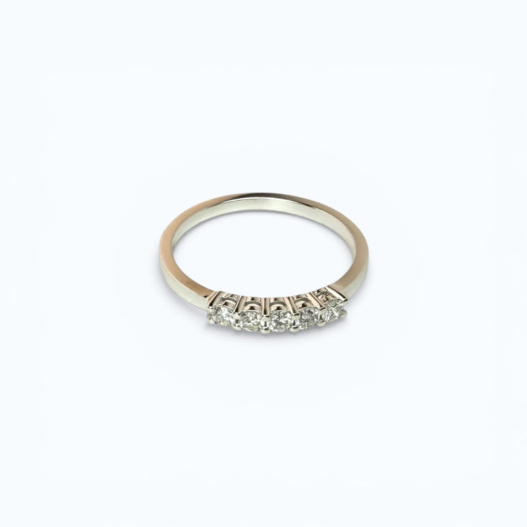 White Gold Fivefold Engagement Ring with Natural Diamonds – 18k White Gold