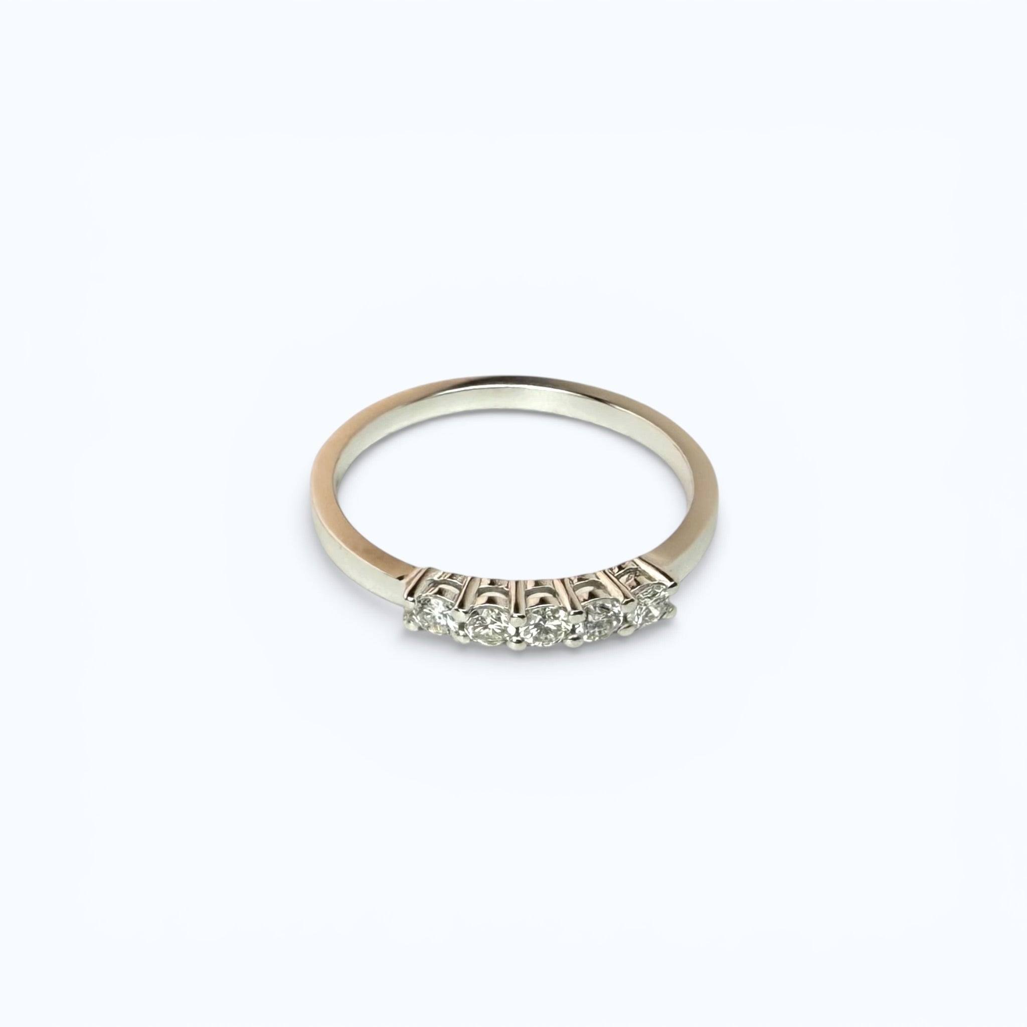 White Gold Fivefold Engagement Ring with Natural Diamonds – 18k White Gold