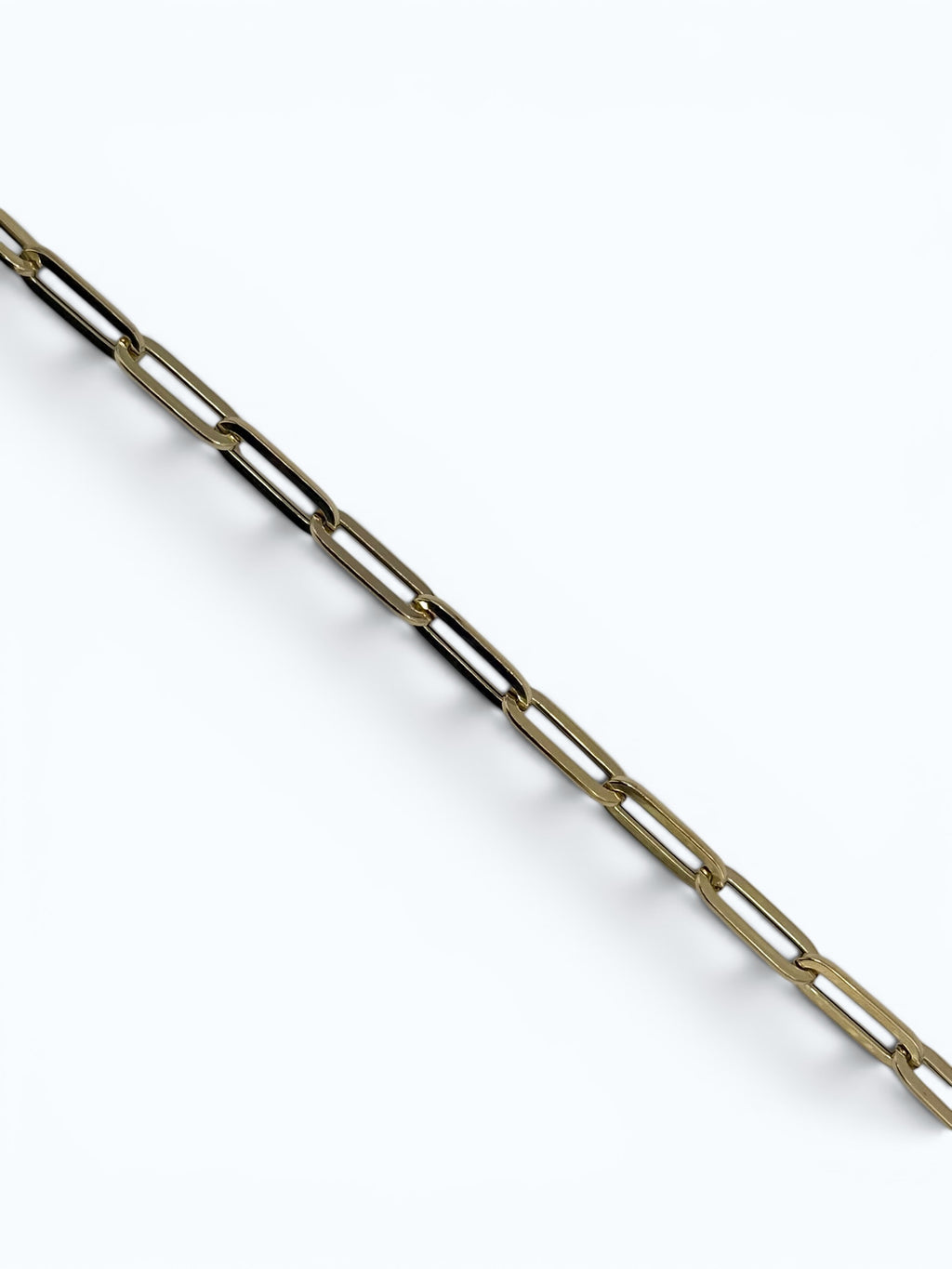 Paperclip Chain Bracelet - Flat Tube - 14k Gold