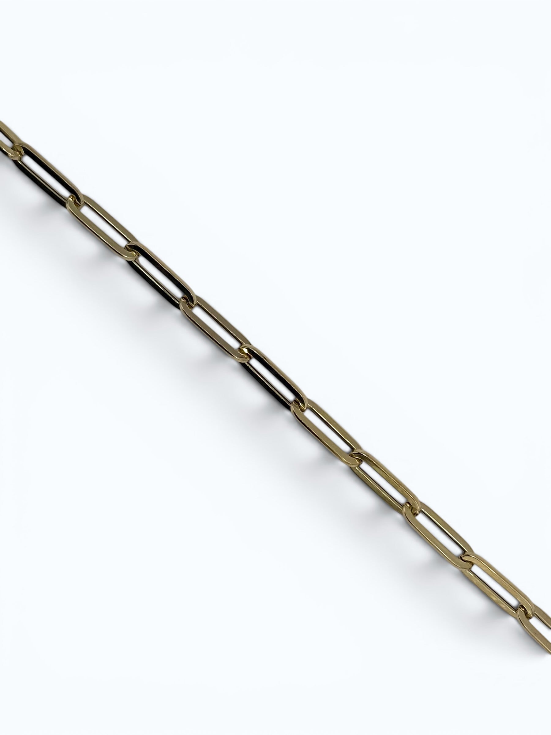 Paperclip Chain Bracelet - Flat Tube - 14k Gold