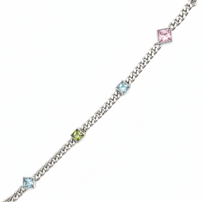 1 of 1 Bracelet with Multicolour Gemstones - 925 sterling silver