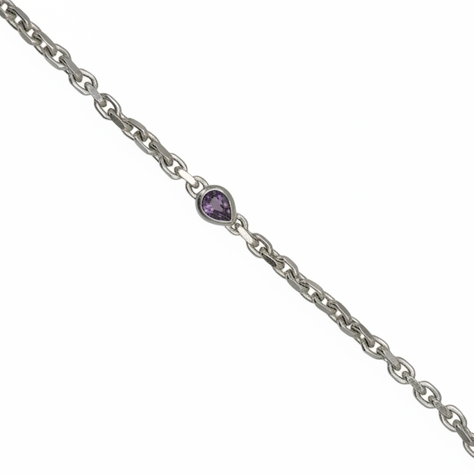 1 of 1 Chain Bracelet with Amethyst - 925 Sterling Silver
