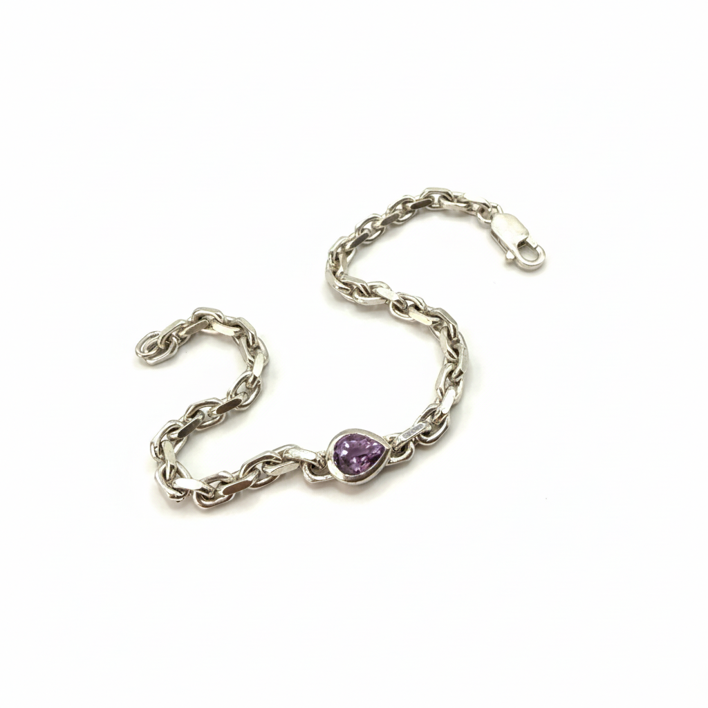 1 of 1 Chain Bracelet with Amethyst - centered on white background