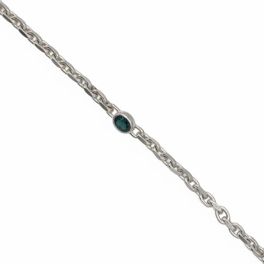 1 of 1 Chain Bracelet with Blue Tourmaline - 925 Sterling Silver