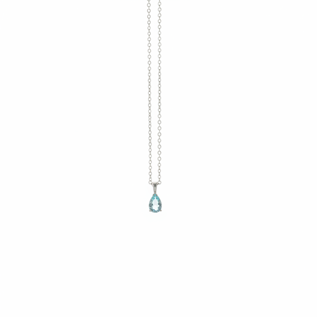 1 of 1 Chain Necklace with Light Blue Aquamarine - 925 Sterling Silver