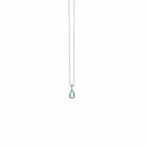 1 of 1 Chain Necklace with Light Blue Aquamarine - 925 Sterling Silver