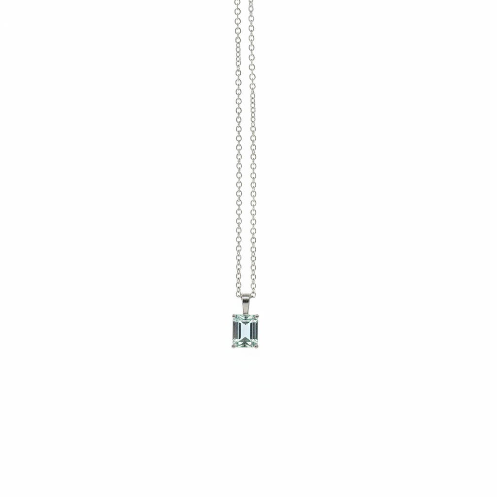 1 of 1 Chain Necklace with Light Blue/Green Tourmaline - 925 Sterling Silver