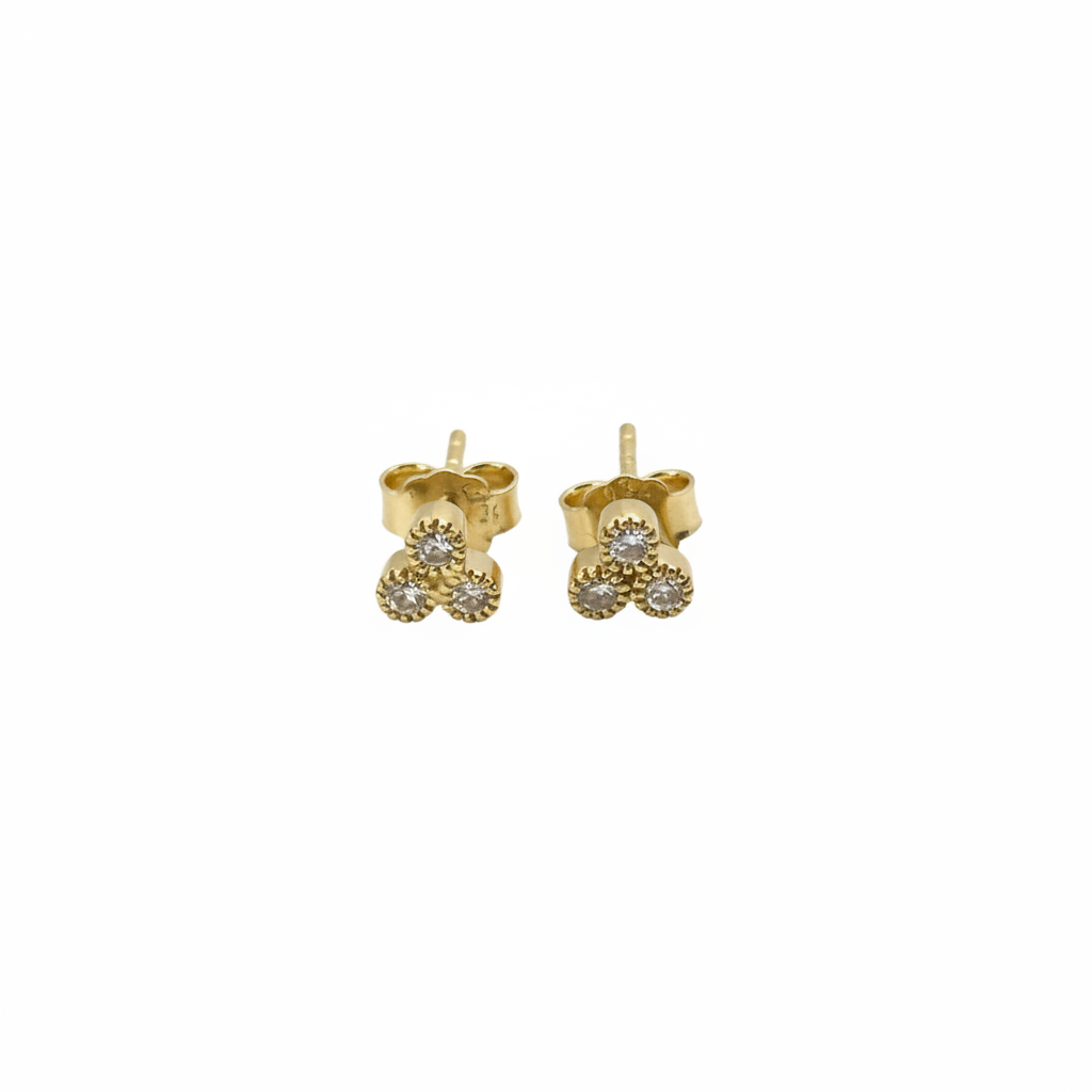 1 of 1 Trinity Stud Earrings – 18k Gold & Natural Diamonds