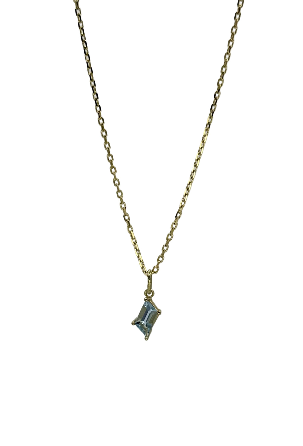 Parallelogram Aquamarine Pendant - 14k Gold