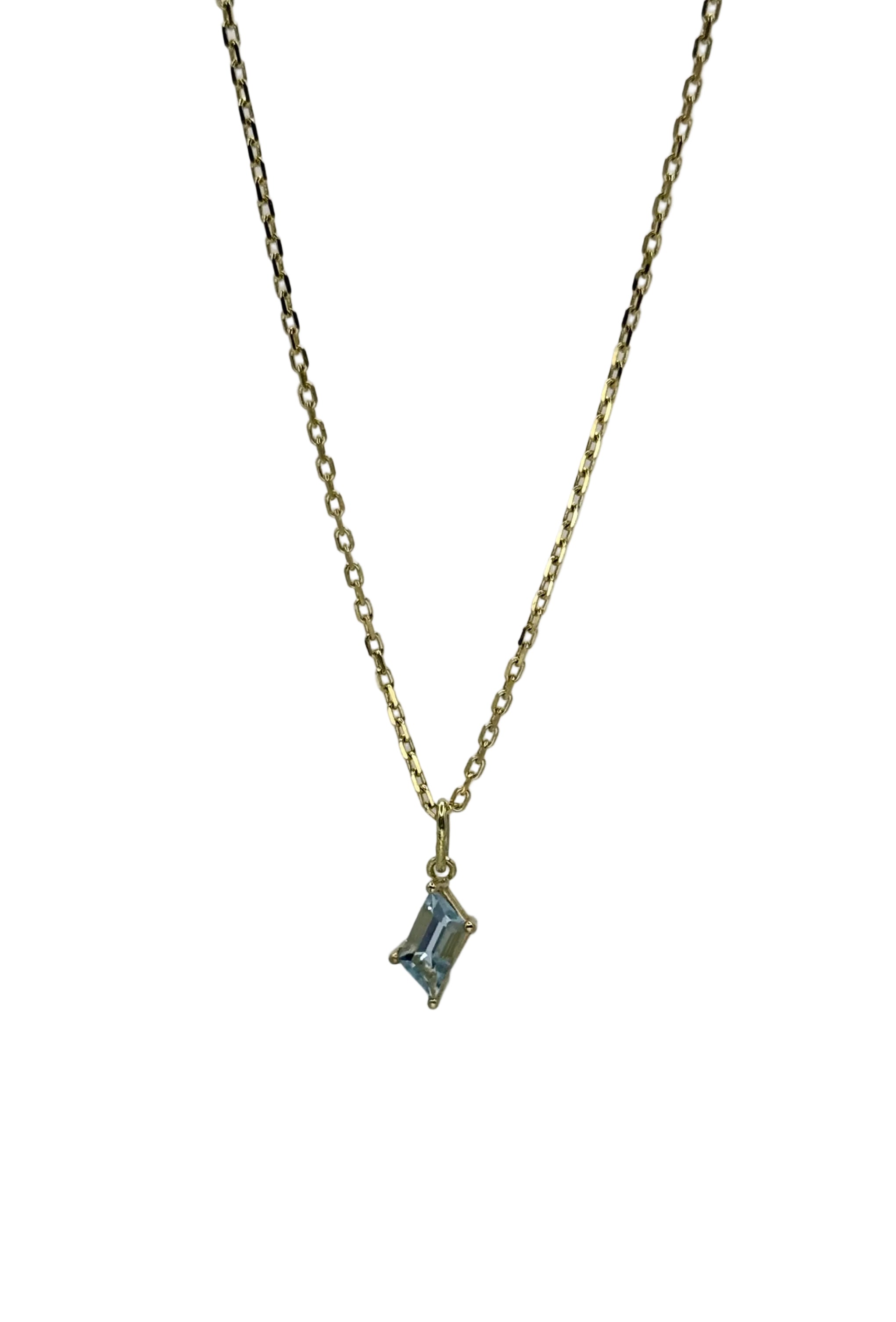 Parallelogram Aquamarine Pendant - 14k Gold