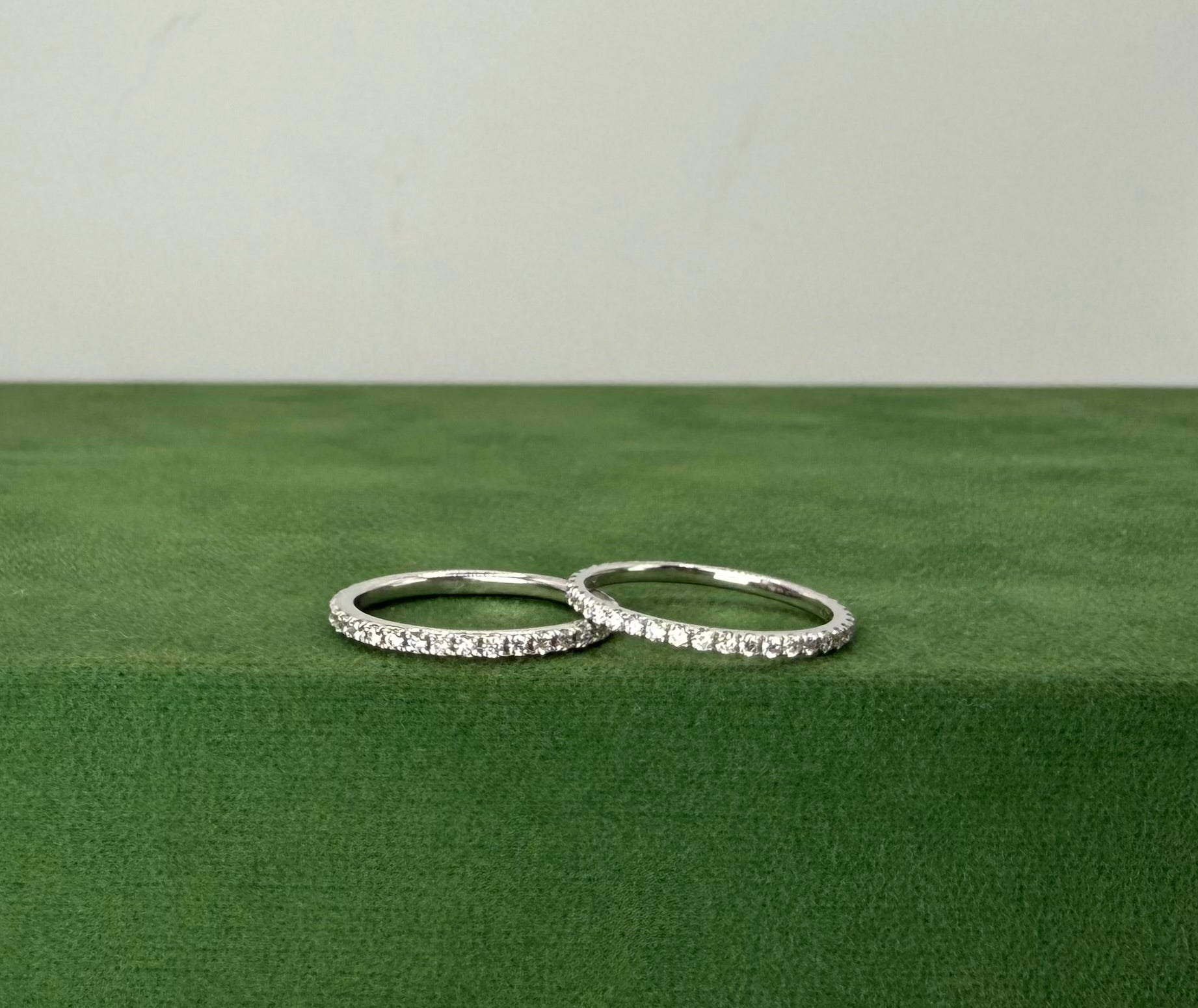 White Gold Band Ring with Natural Diamonds – 18k White Gold