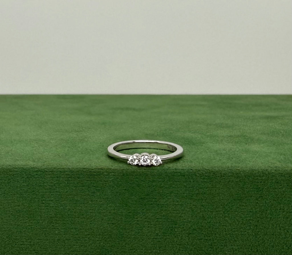White Gold Trinity Crest Engagement Ring with Natural Diamonds – 14k White Gold