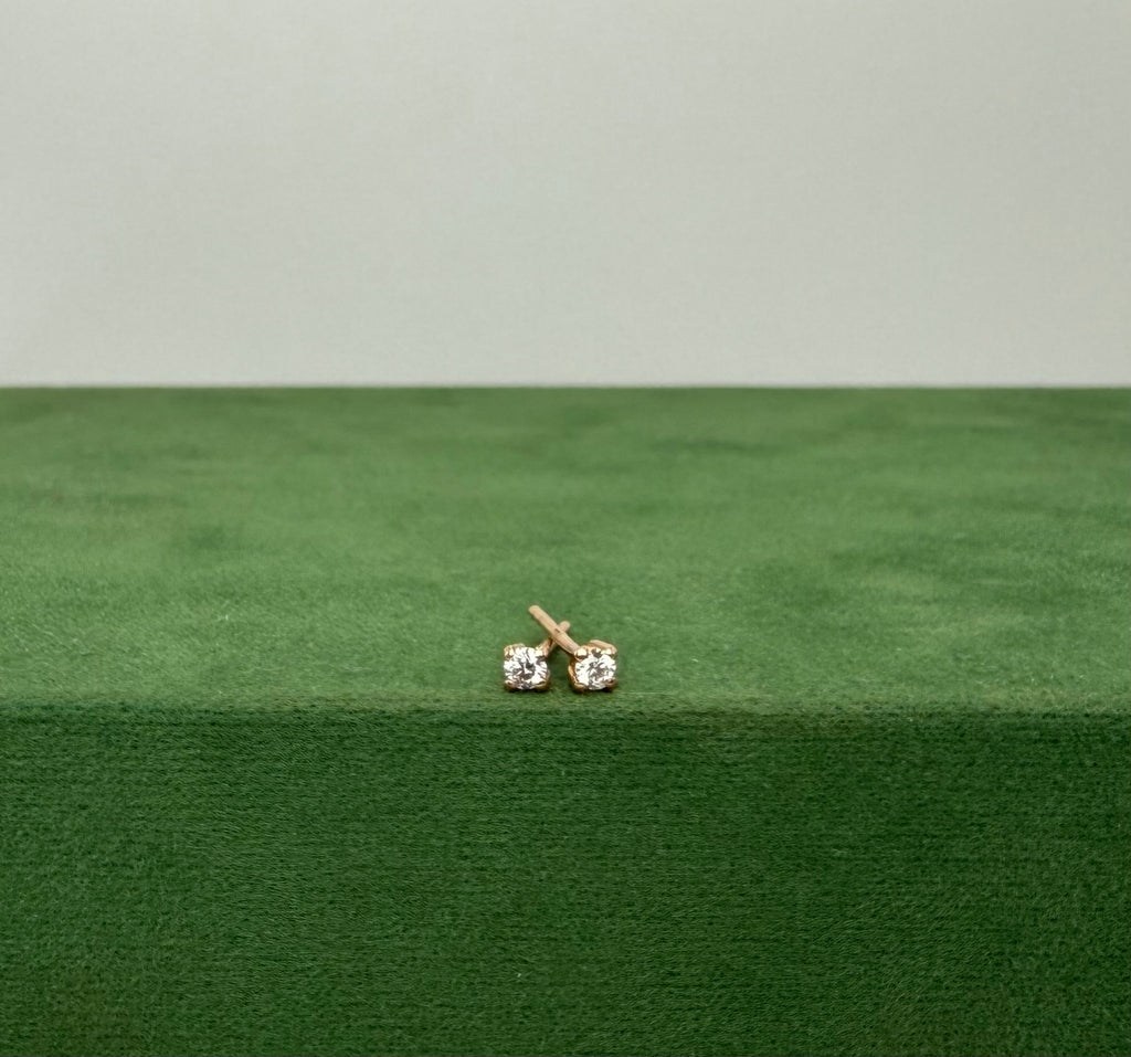 Rose Gold Studs with Natural Diamonds - 18k Rose Gold