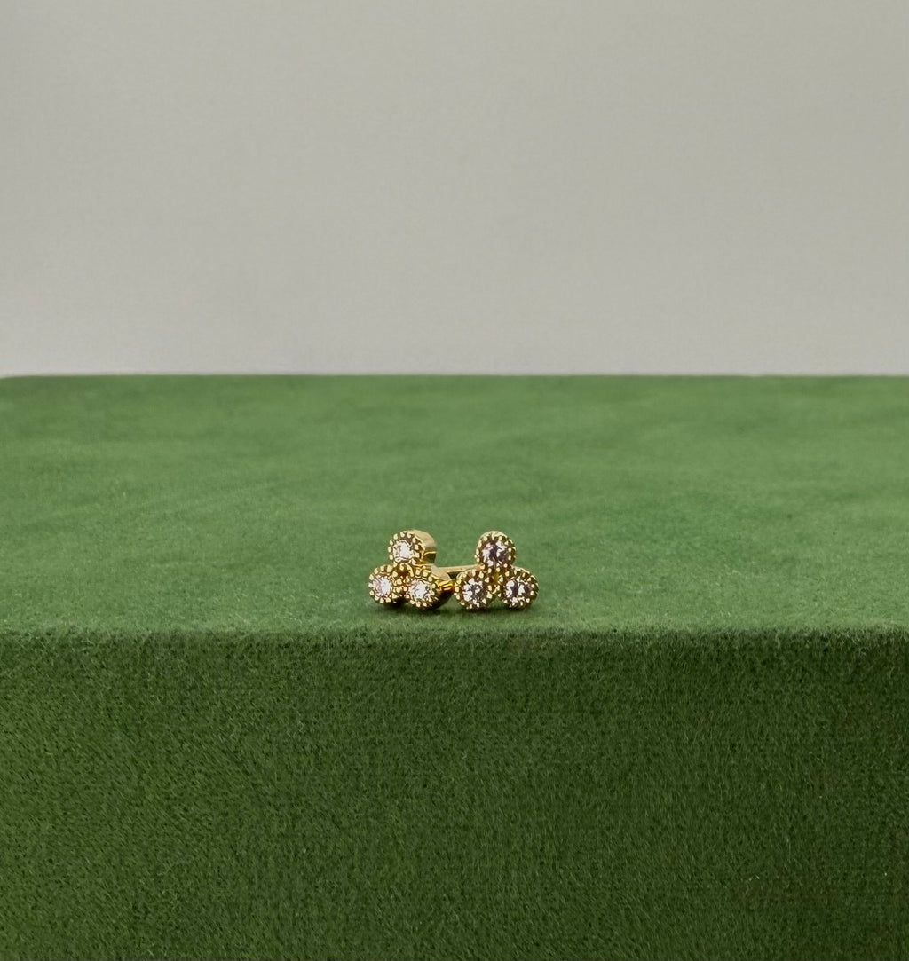 Trinity Stud Earrings with Natural Diamonds  – 18k Gold