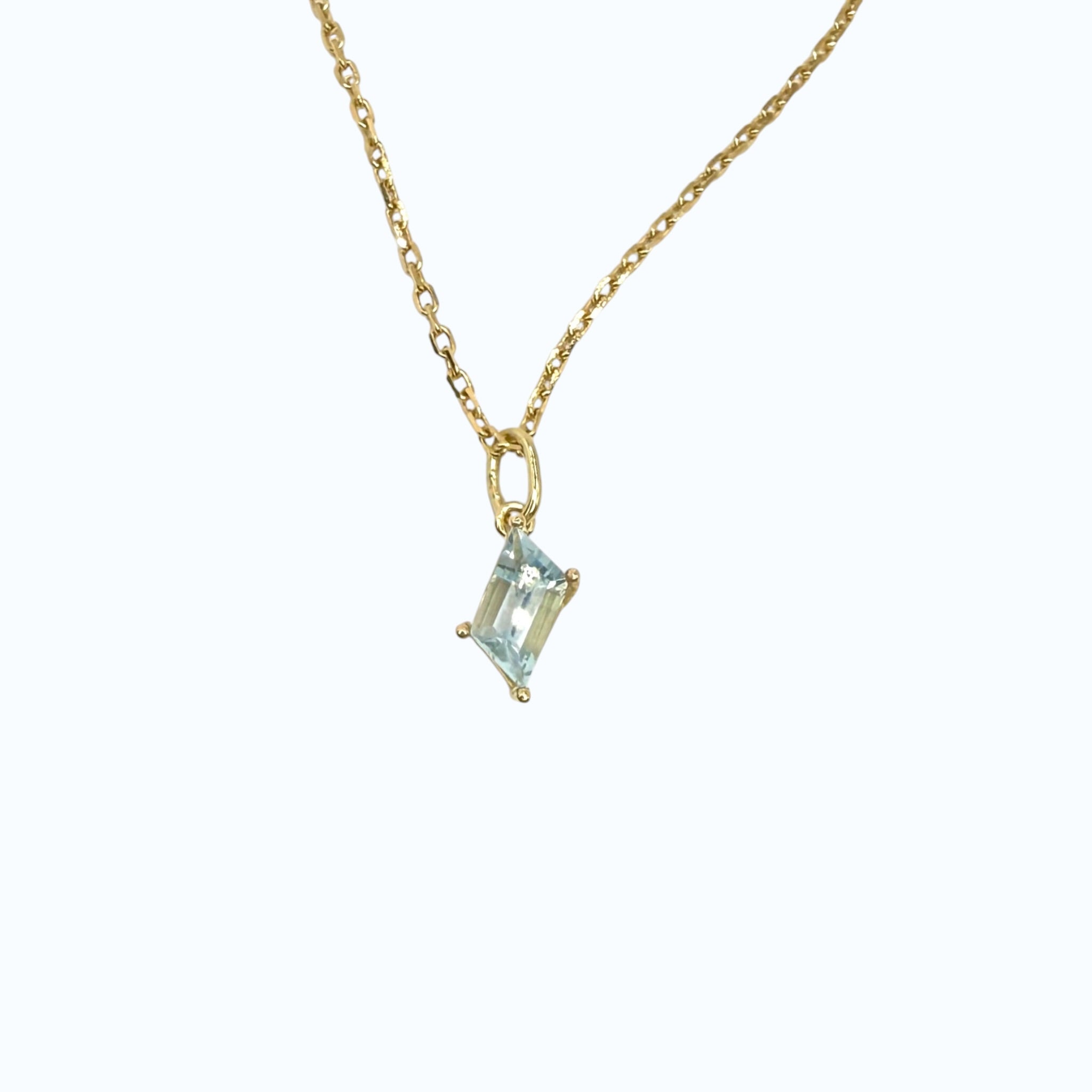 Parallelogram Aquamarine Pendant - 14k Gold