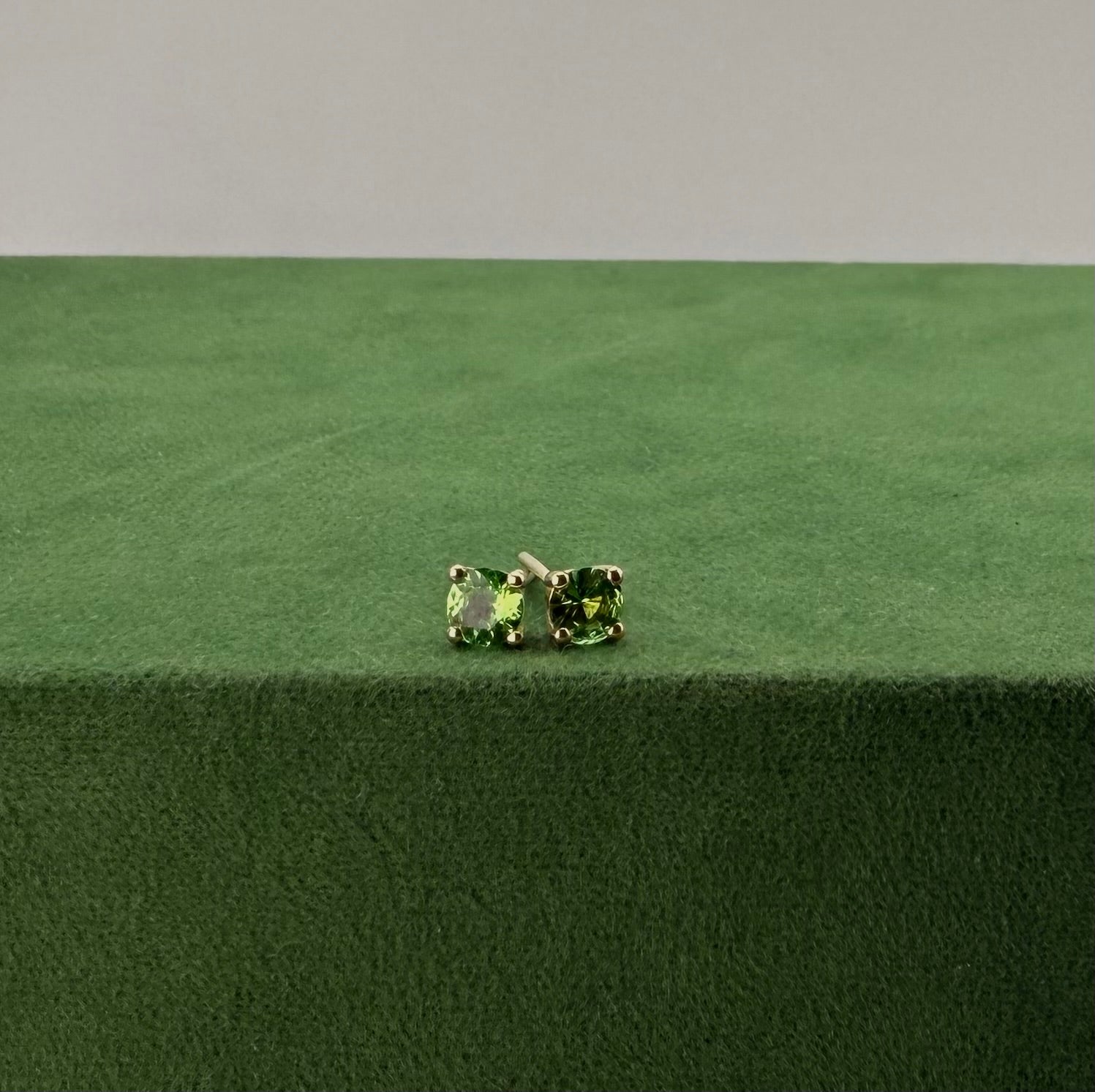Stud Earrings with Tsavorite - 14k Gold