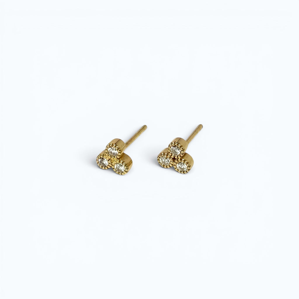 Trinity Stud Earrings with Natural Diamonds  – 18k Gold