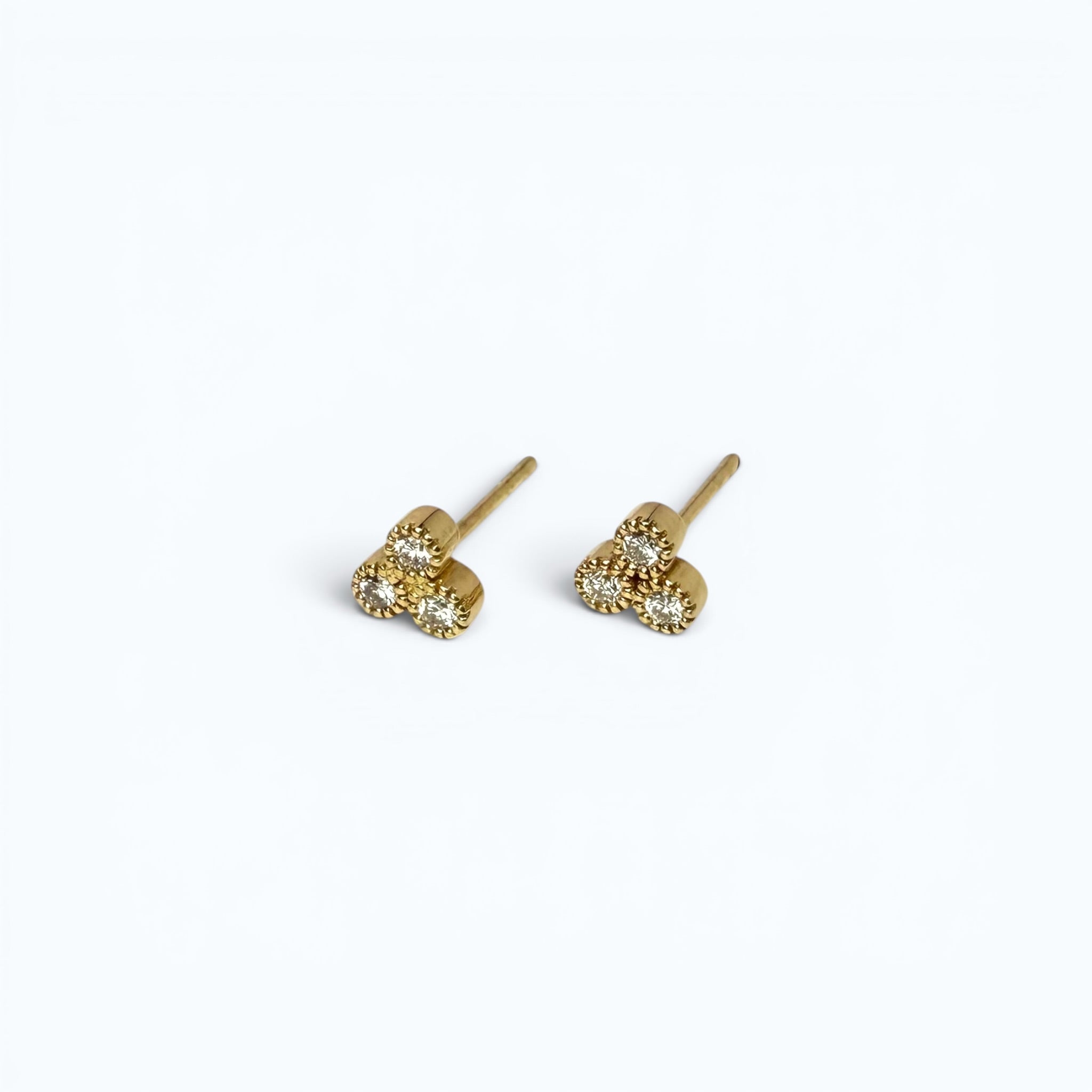 Trinity Stud Earrings with Natural Diamonds  – 18k Gold