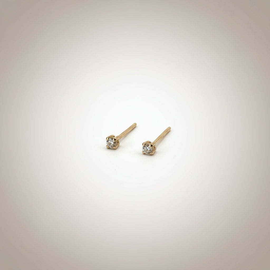 Rose Gold Studs with Natural Diamonds - 18k Rose Gold