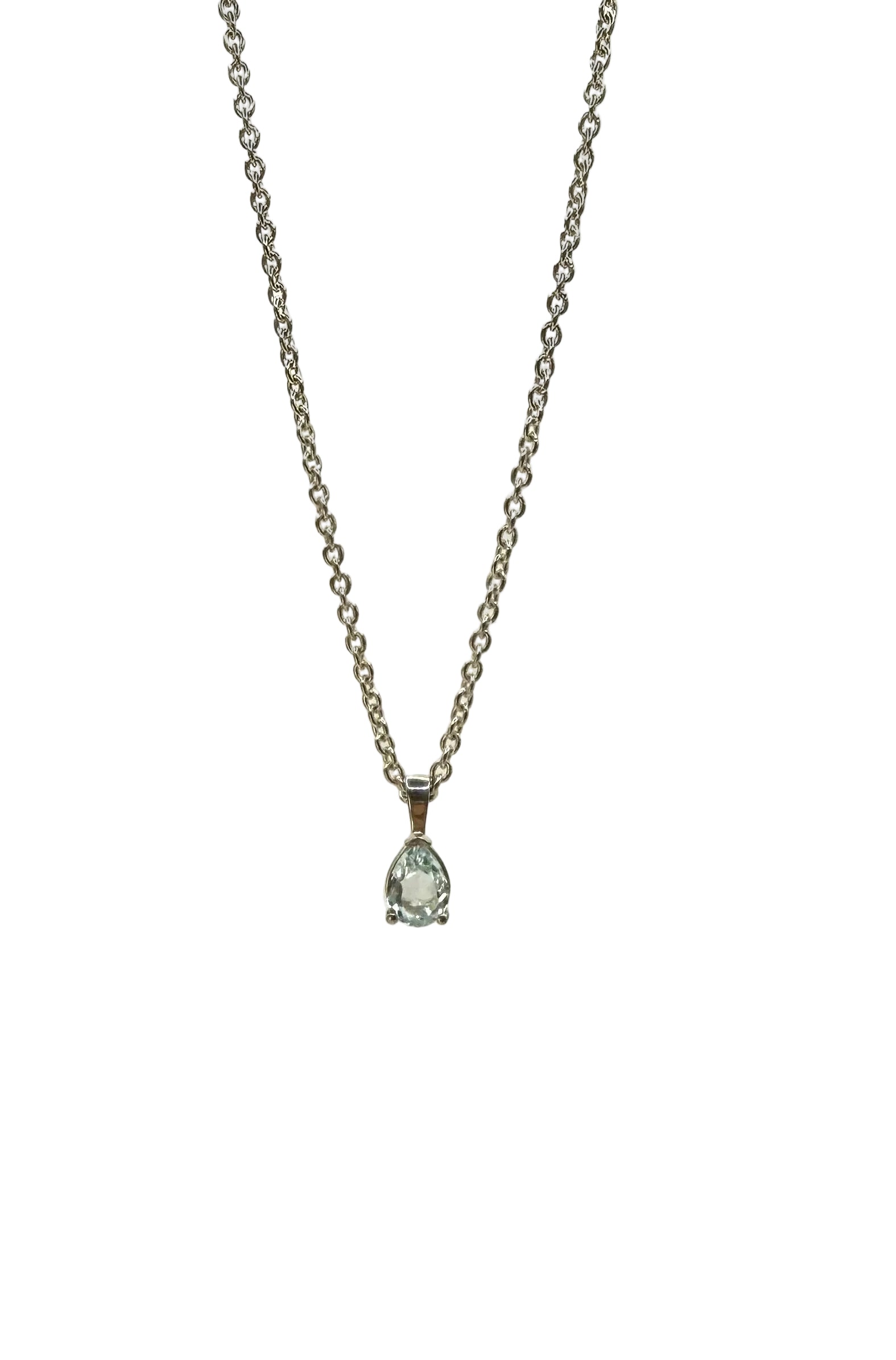 1 of 1 Chain Necklace with Light Blue Aquamarine - 925 Sterling Silver