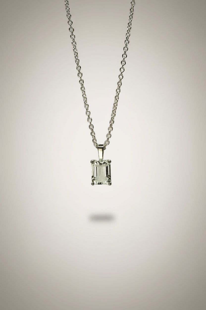 Silver Chain with Light Blue/Green Topaz - 925 Sterling Silver