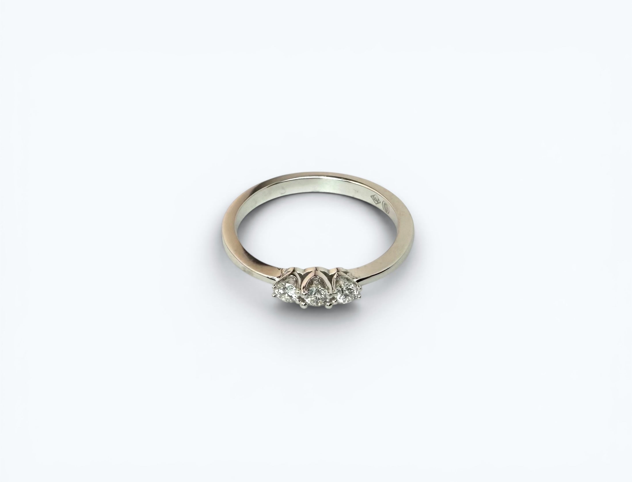 White Gold Trinity Crest Engagement Ring with Natural Diamonds – 14k White Gold