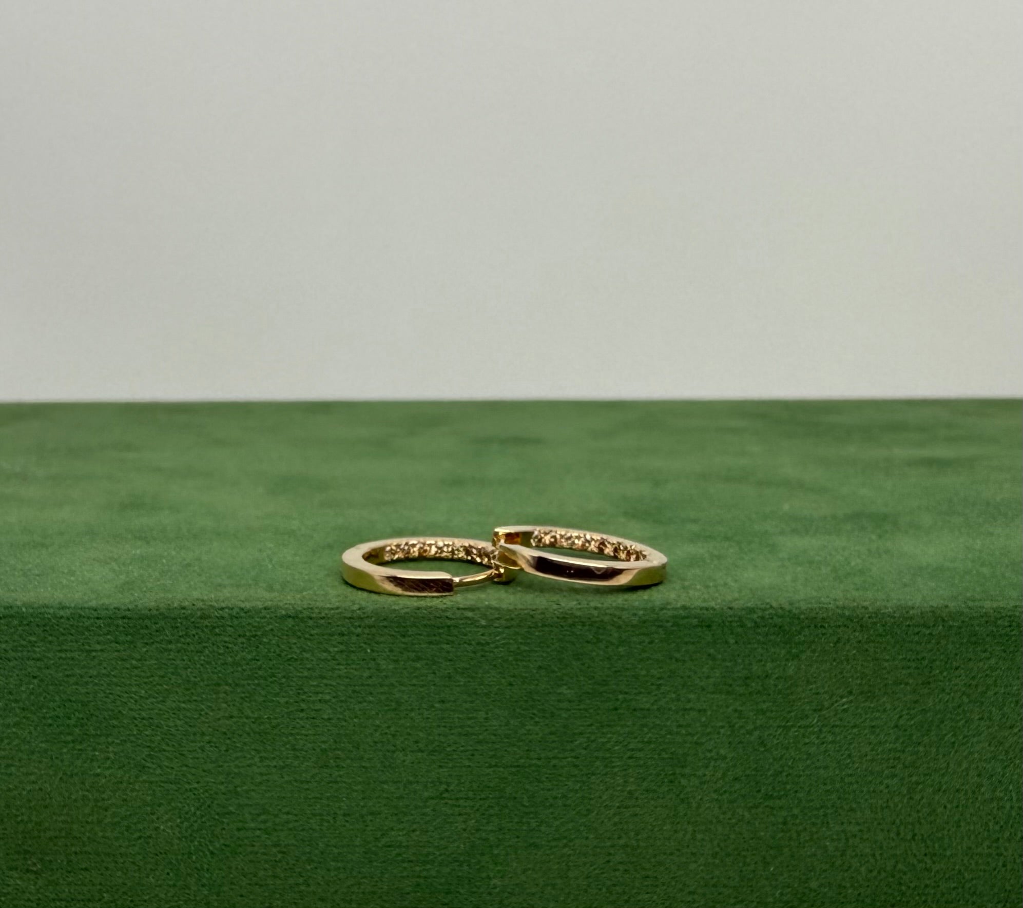 Hoop Earrings with Natural Brown Diamonds - 14k Gold