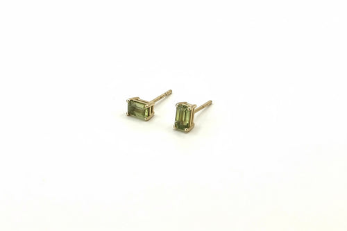1 of 1 Emerald Cut Sapphire Studs – 14k Yellow Gold