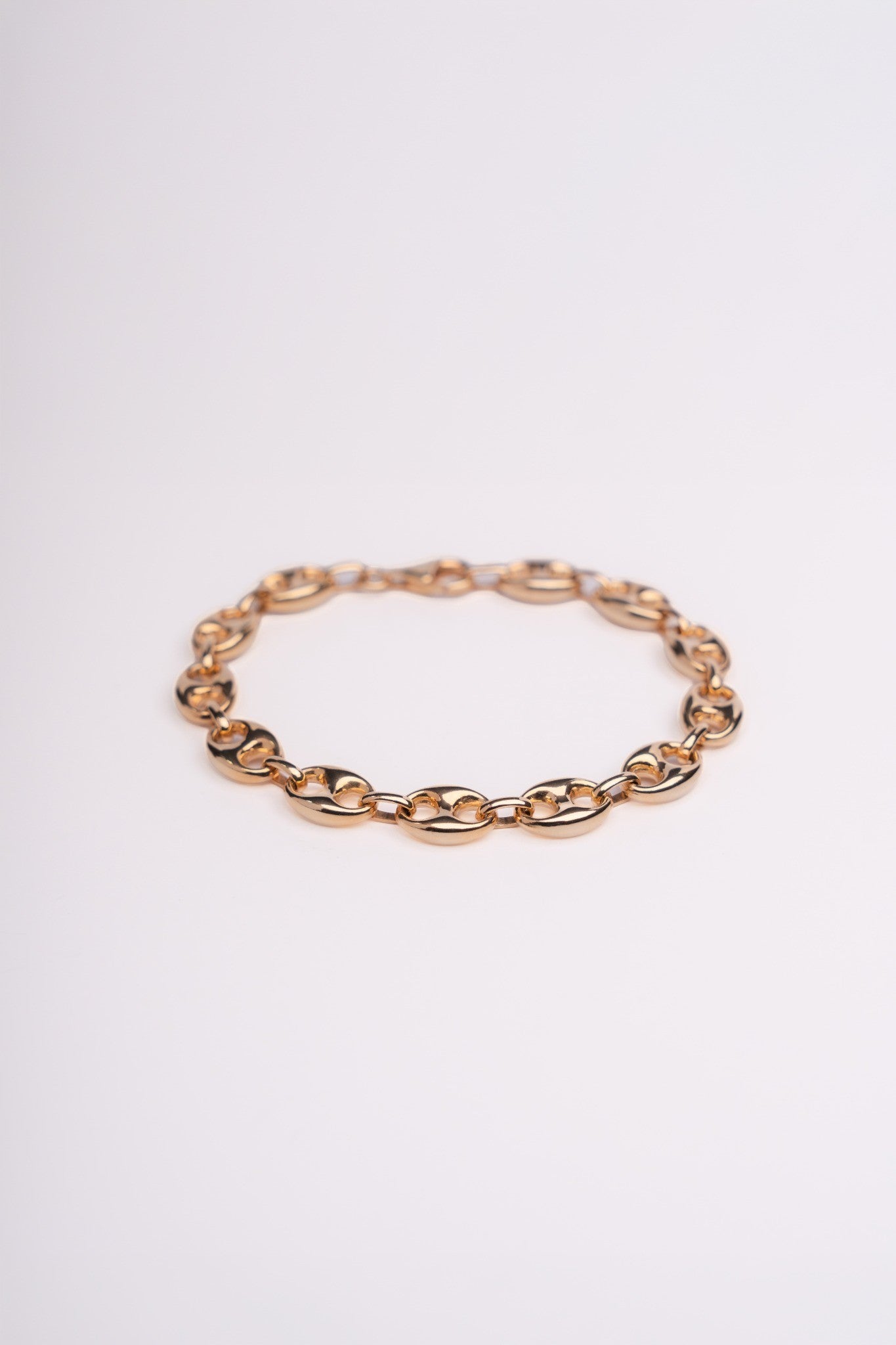 Coffee Bean Link Bracelet - Wide - 14k Gold