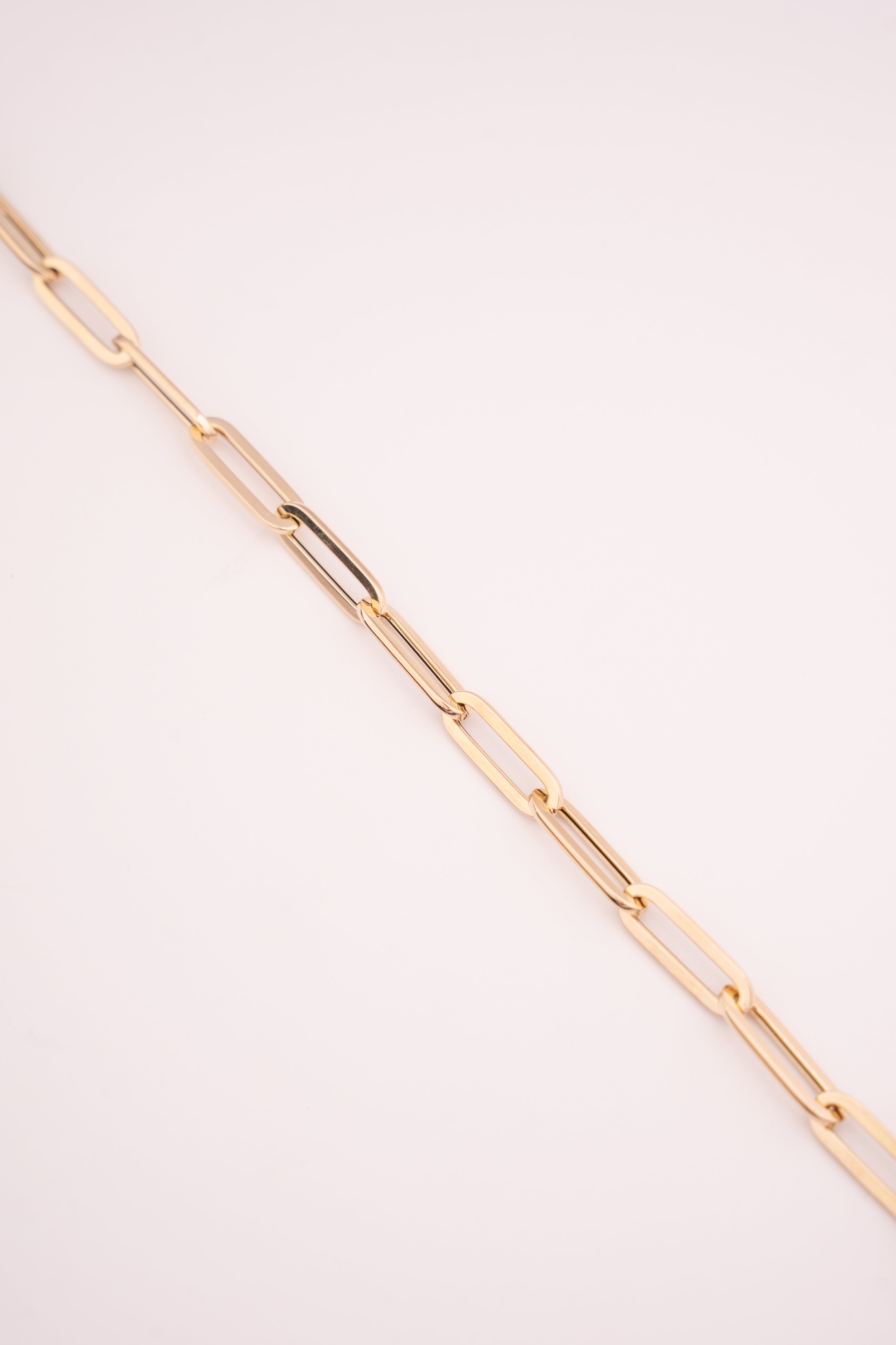 Paperclip Chain Bracelet - Flat Tube - 14k Gold