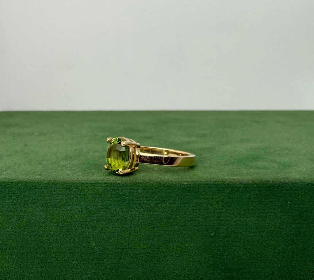 Gold Ring with Vivid Green Tourmaline - 14K Gold