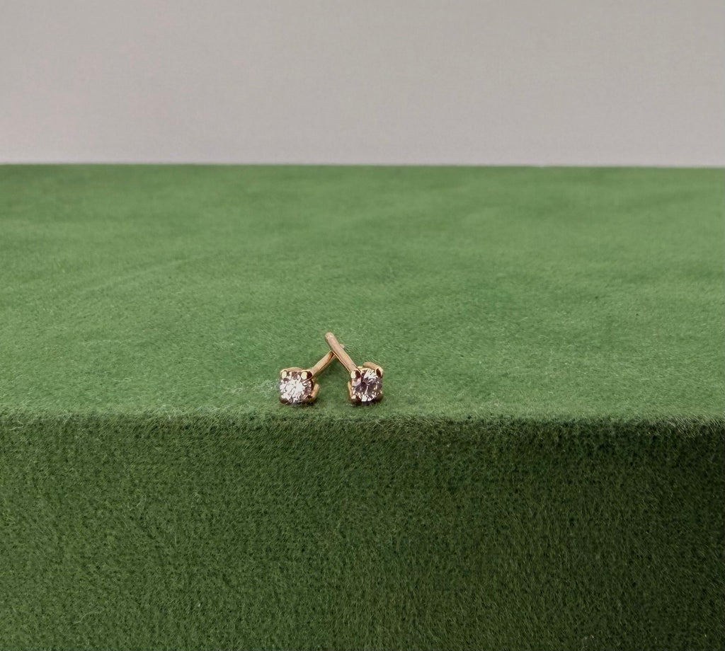 Rose Gold Studs with Natural Diamonds - 18k Rose Gold