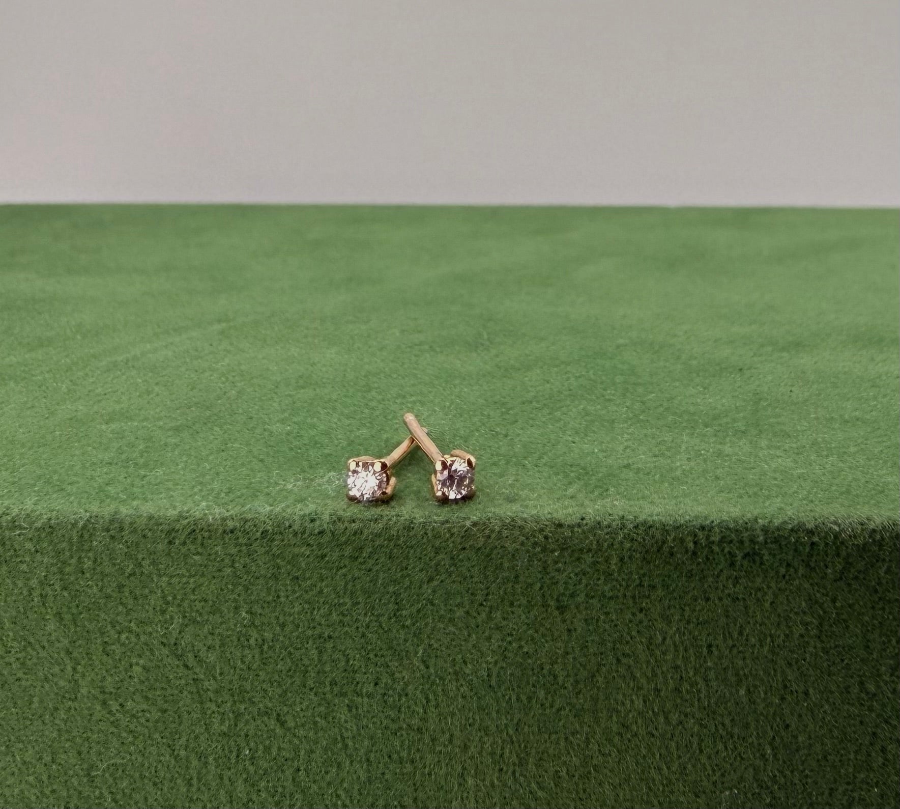 Rose Gold Studs with Natural Diamonds - 18k Rose Gold