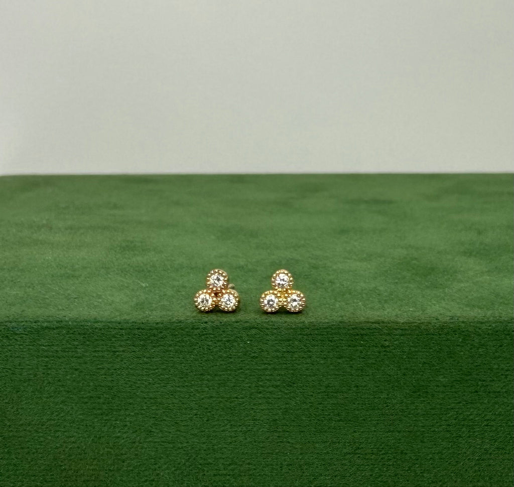 Trinity Stud Earrings with Natural Diamonds  – 18k Gold