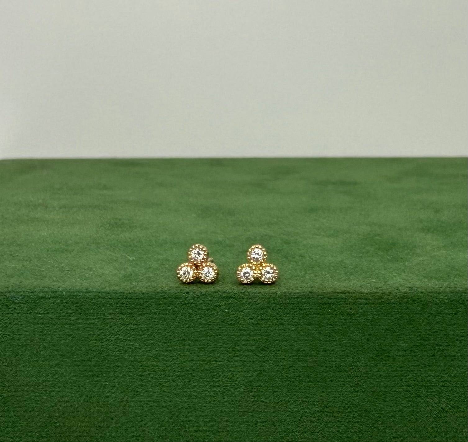 Trinity Stud Earrings with Natural Diamonds  – 18k Gold