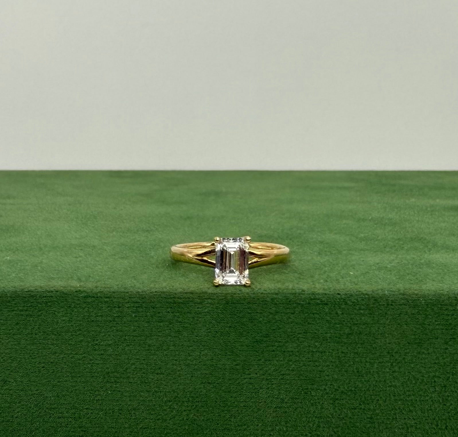 Engagement Ring with Emerald Cut Solitaire  – 14k Gold