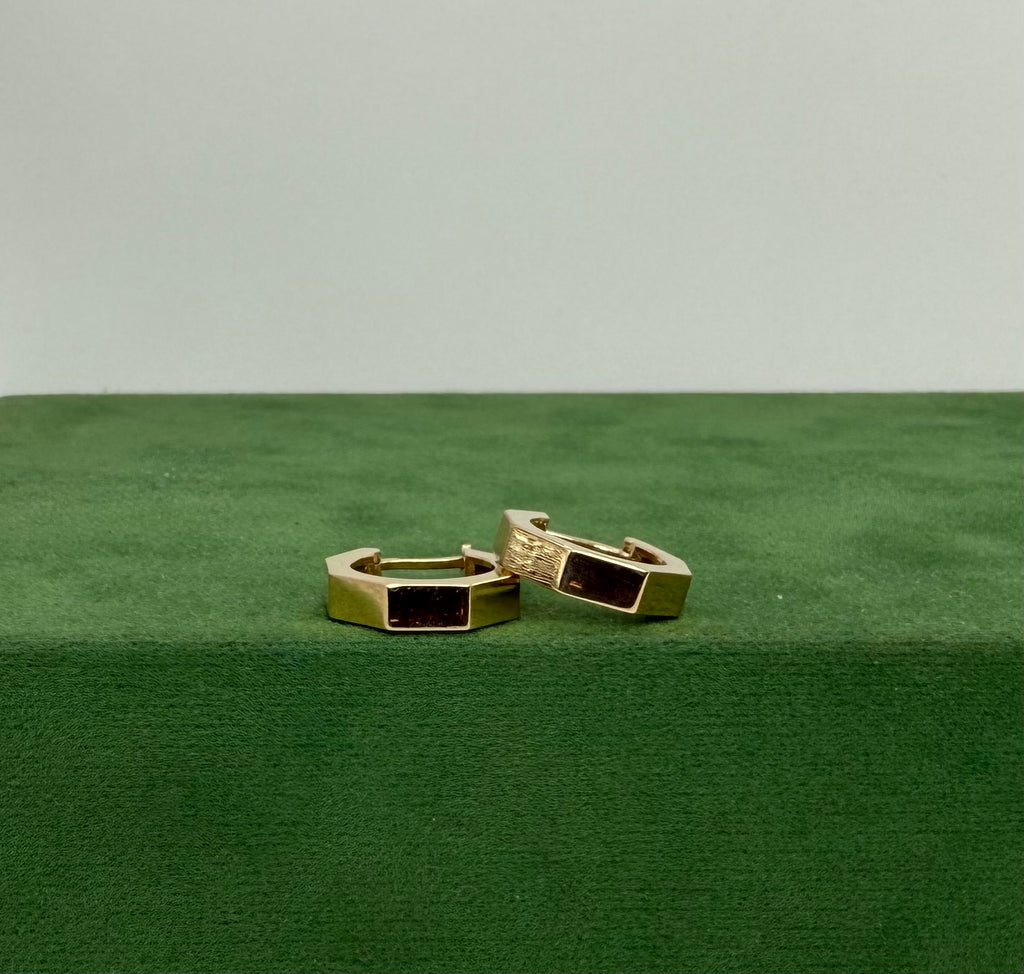 Hexagon Hoop Earrings - 14k Gold