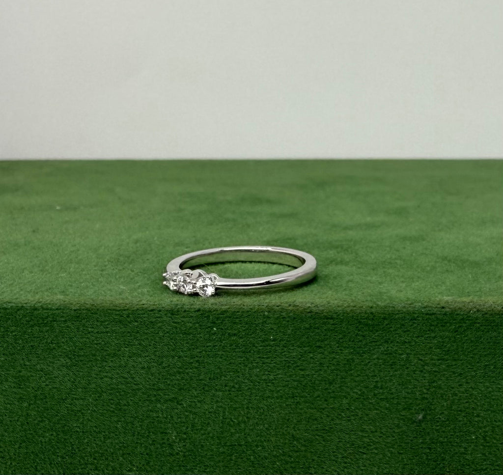 White Gold Trinity Crest Engagement Ring with Natural Diamonds – 14k White Gold