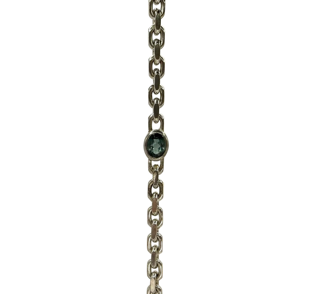 1 of 1 Silver Chain Bracelet with Blue Tourmaline - 925 Sterling Silver