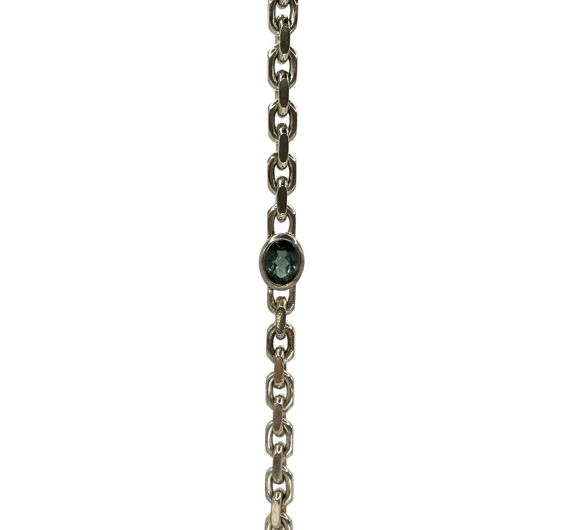 1 of 1 Silver Chain Bracelet with Blue Tourmaline - 925 Sterling Silver