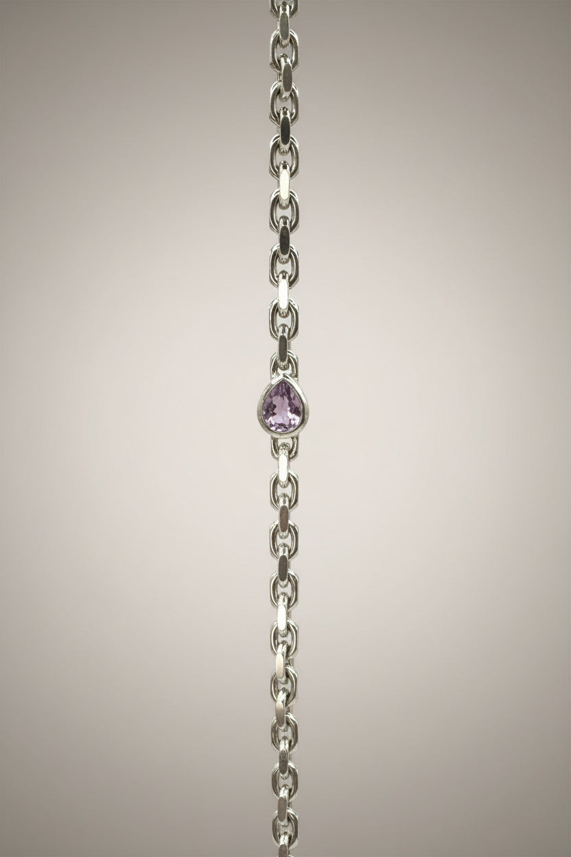 Silver Bracelet with Purple Amethyst - 925 Sterling Silver
