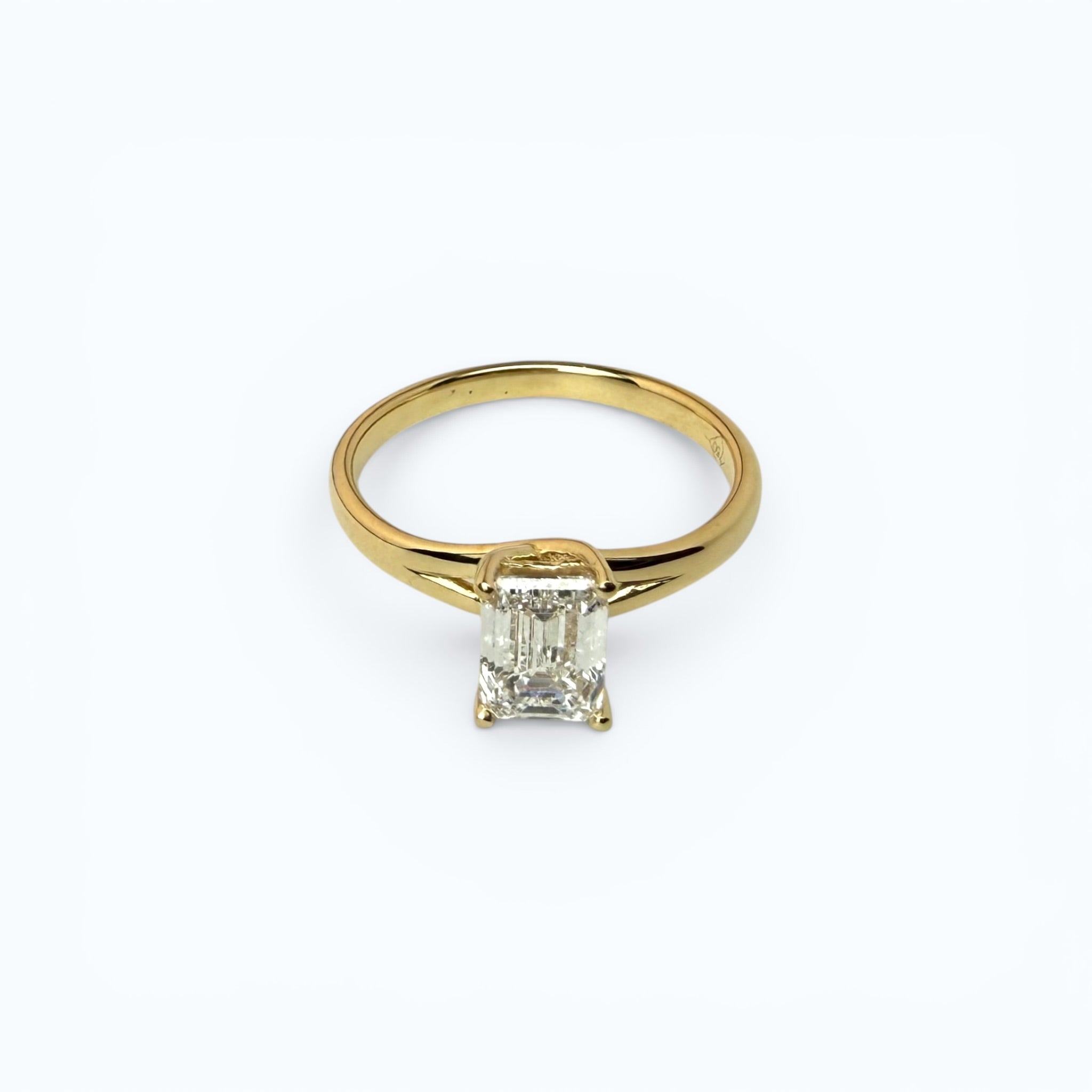 Engagement Ring with Emerald Cut Solitaire  – 14k Gold