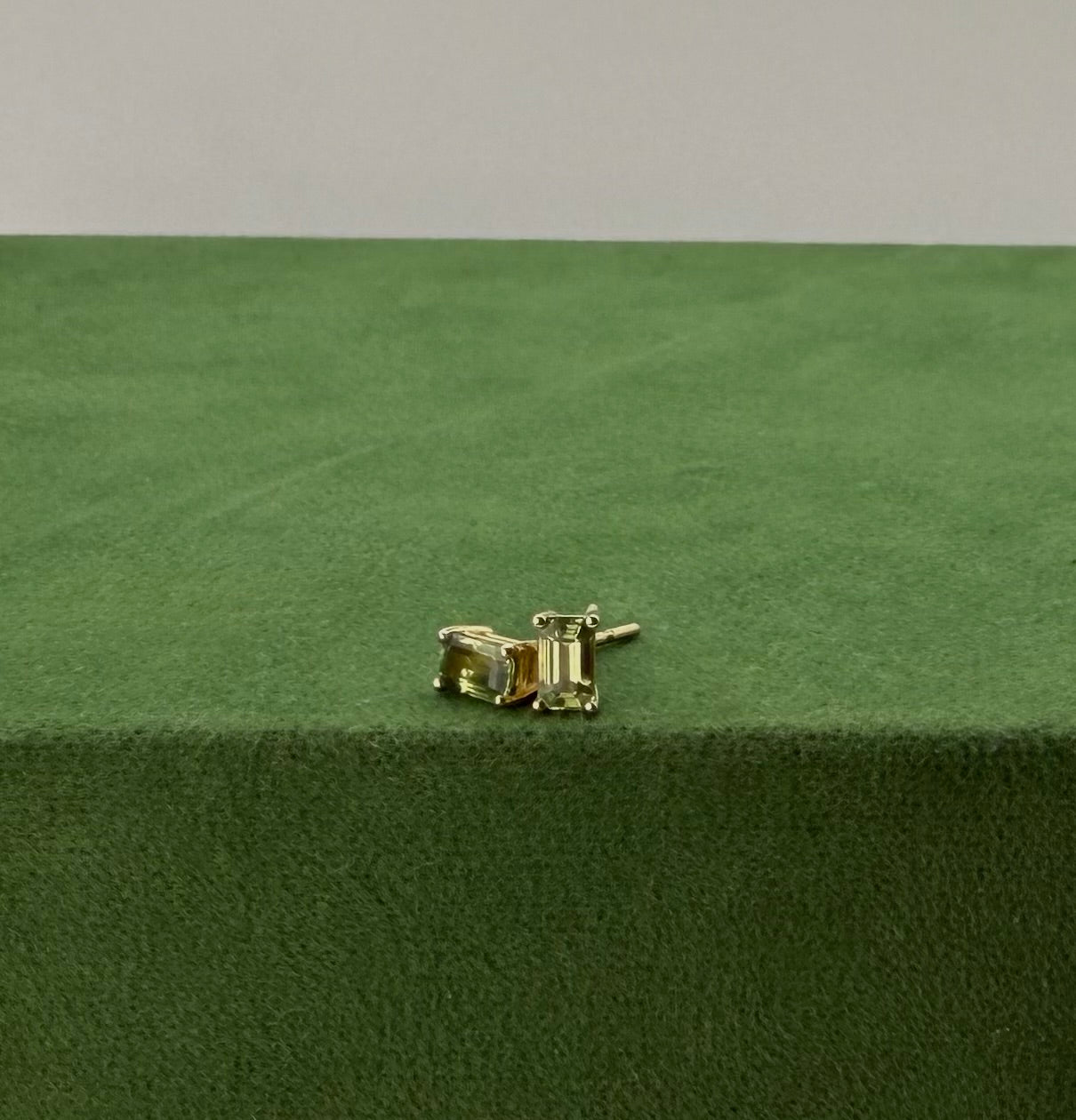 1 of 1 Emerald Cut Sapphire Studs – 14k Yellow Gold