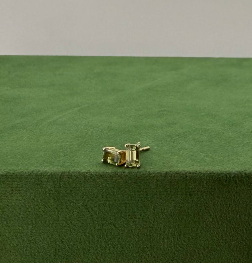 1 of 1 Emerald Cut Sapphire Studs – 14k Yellow Gold