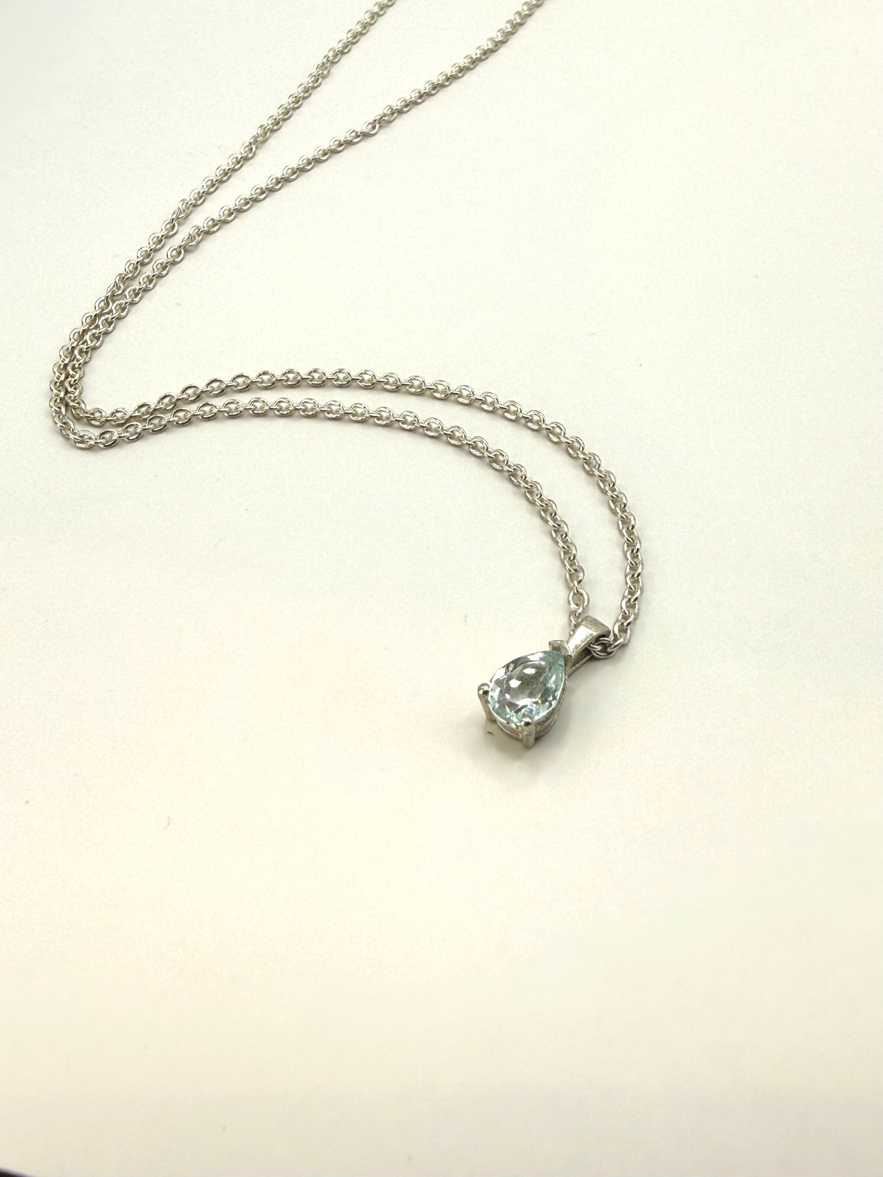 1 of 1 Chain Necklace with Light Blue Aquamarine - 925 Sterling Silver