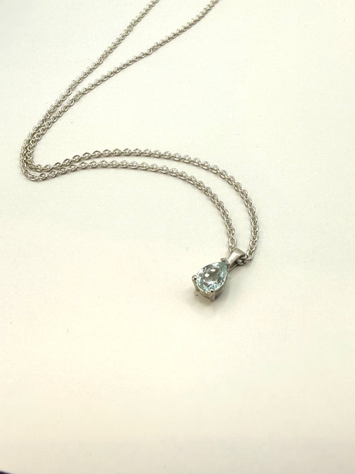 1 of 1 Chain Necklace with Light Blue Aquamarine - 925 Sterling Silver