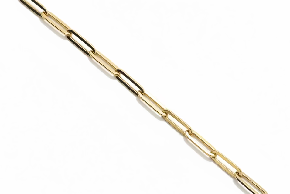 Paperclip Chain Bracelet - Flat Tube - 14k Gold