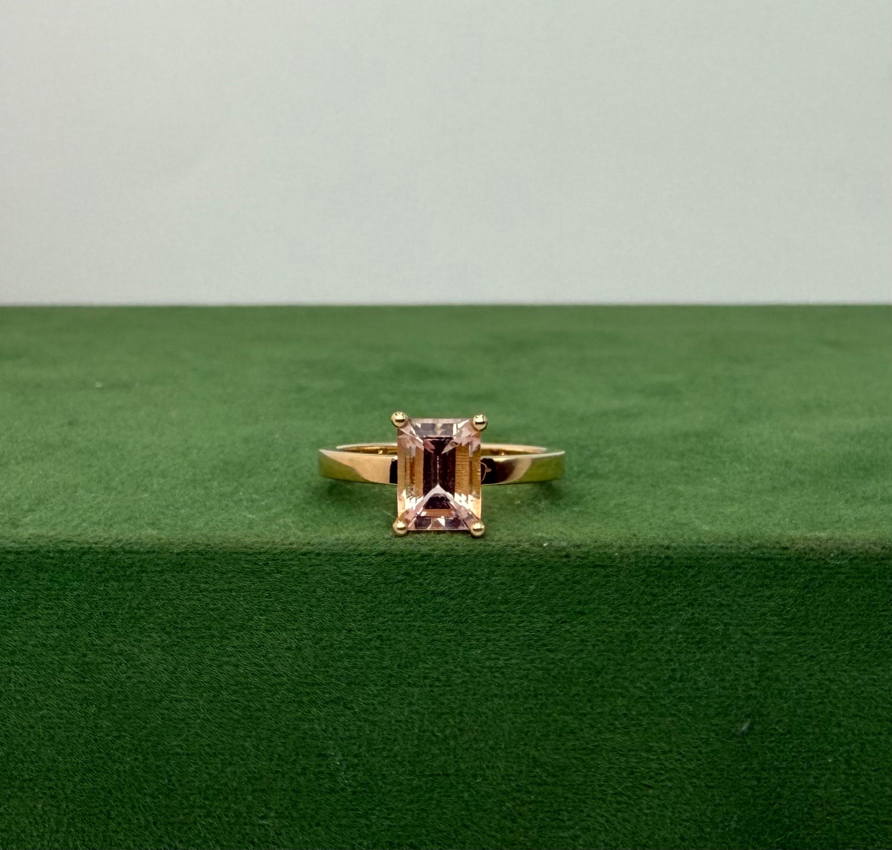 Solitaire Ring with Salmon Morganite  – 14k Gold
