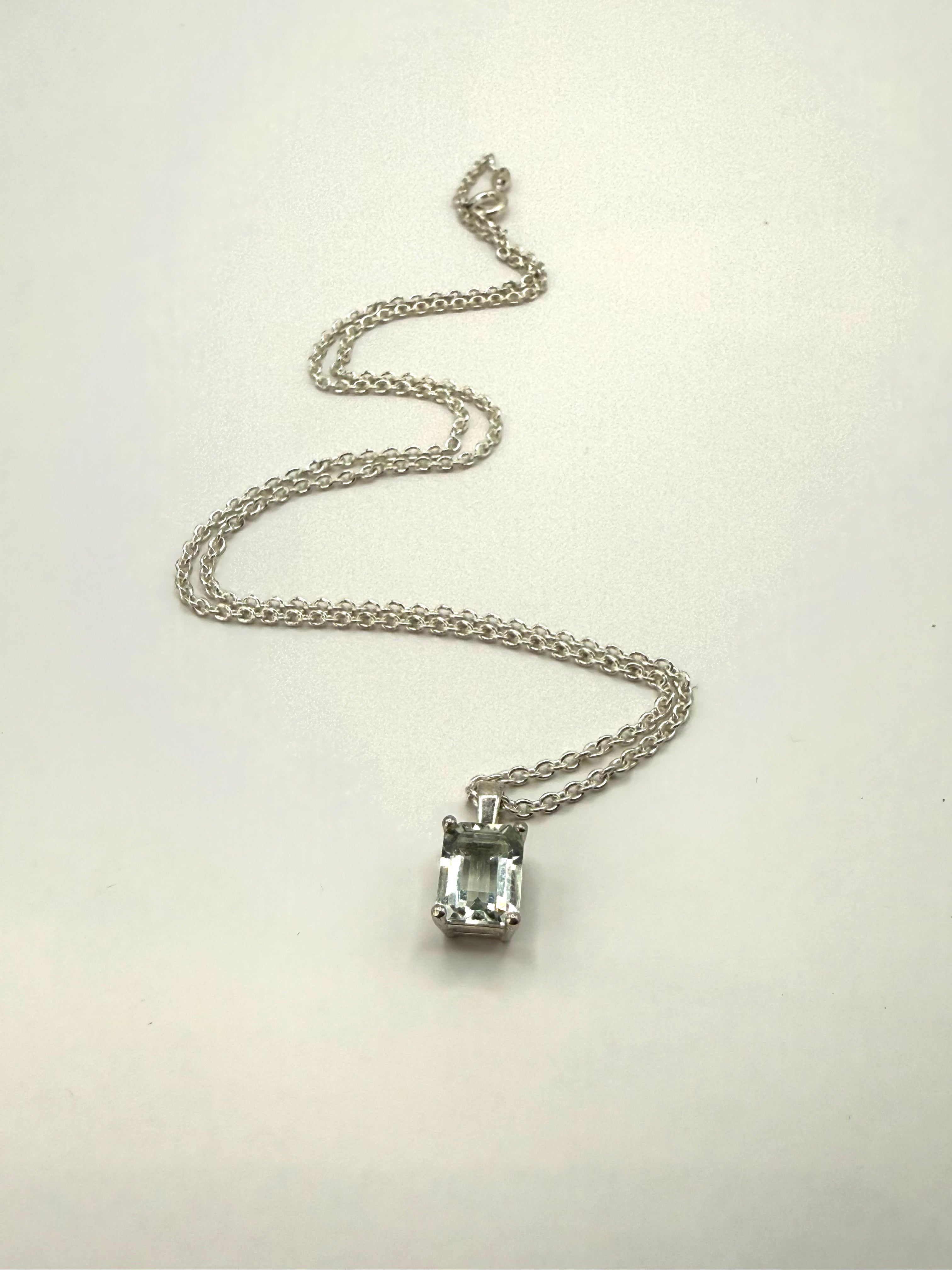 1 of 1 Chain Necklace with Light Blue/Green Topaz - 925 Sterling Silver